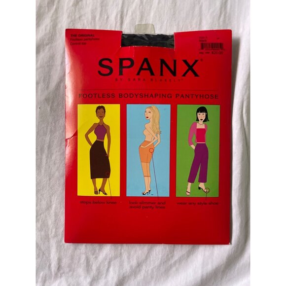 Spanx By Sara Blakely Black Footless Bodyshaping Pantyhose Size A - Picture 1 of 13